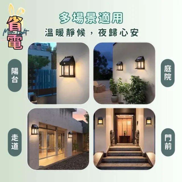 【《省電達人》】買一送一 復古風太陽能感應Led 壁掛燈(太陽能感應 免佈線 免鑽孔)