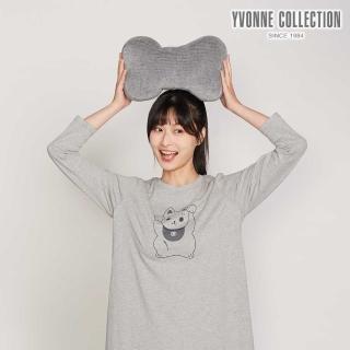 【YVONNE 以旺傢飾】坑條車用骨頭頸枕-岩石灰