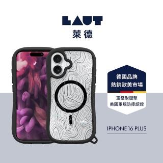 【LAUT 萊德】iPhone 16 Plus 磁吸耐衝擊保護殼-地圖透黑(支援MagSafe功能)