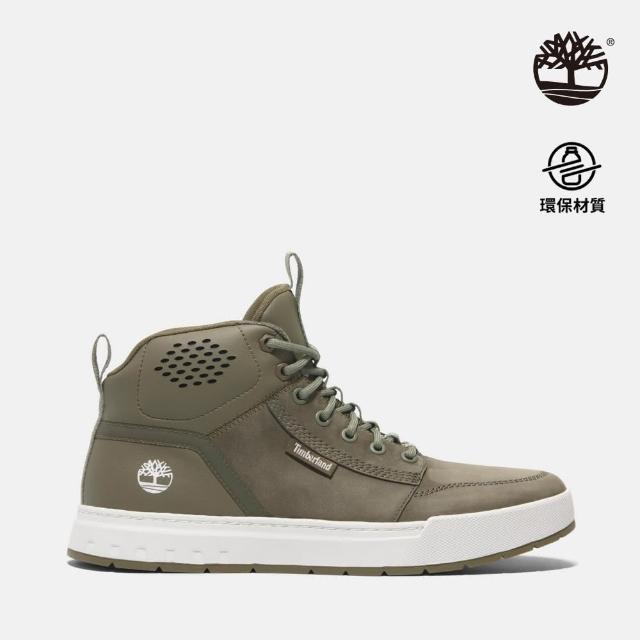 【Timberland 官方旗艦】男款深綠色皮革中筒休閒鞋(A69JSEO6)