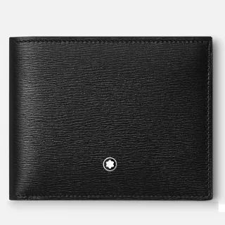 【MONTBLANC 萬寶龍】小牛皮4810系列 6卡皮夾(黑色 七夕禮物 情人節)