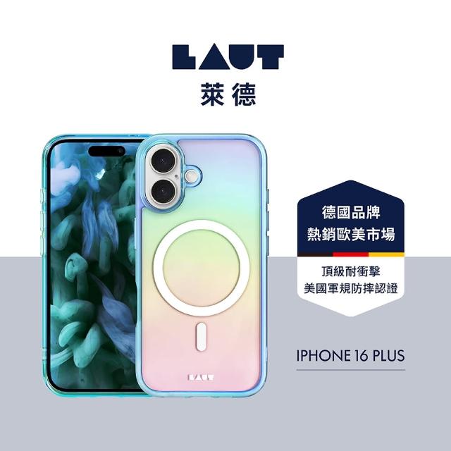 【LAUT 萊德】iPhone 16 Plus 磁吸炫彩保護殼-彩透藍(支援MagSafe功能)