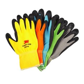 【3M】亮彩舒適型止滑耐磨手套 4雙(維修 園藝 手工藝 操作工具 手套)