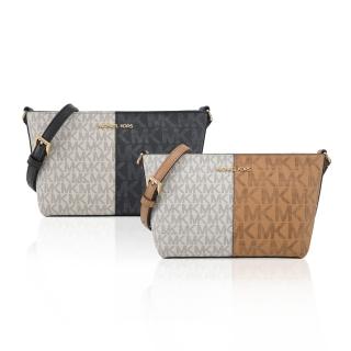 【Michael Kors】JET SET PVC 滿版雙色水餃斜揹包(多色選)
