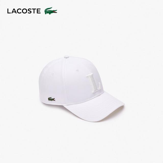 【LACOSTE】中性款-3D刺繡棉斜紋棒球帽(白色)