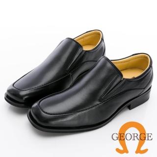 【GEORGE 喬治皮鞋】羊皮系列 經典鬆緊帶懶人商務紳士鞋 -黑 435003IN10