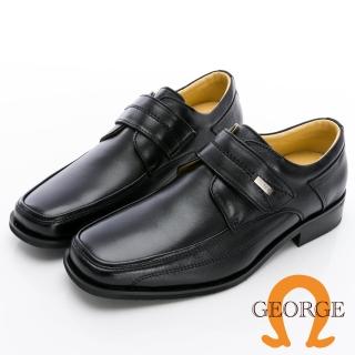 【GEORGE 喬治皮鞋】羊皮系列 經典黏帶方頭商務紳士鞋 -黑 435002IN10