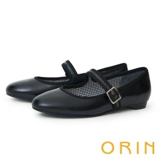 【ORIN】氣質一字釦帶淺口瑪莉珍低跟鞋(黑色)
