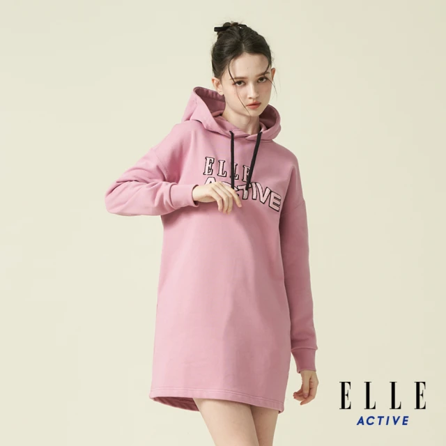 ELLE ACTIVE 女款 保暖長版連帽上衣/洋裝-粉色(EA24A2W2601#72)