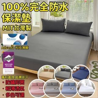 【Annette】100%防水吸濕排汗床包式保潔墊＋枕套三件組（單人／雙人／加大）《側邊加高35cm》