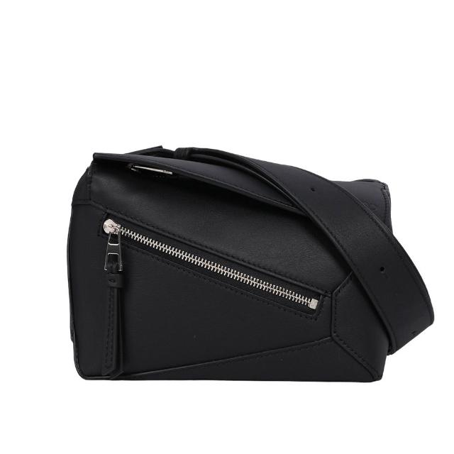 【LOEWE 羅威】Puzzle 經典小牛皮迷你腰包(黑色)