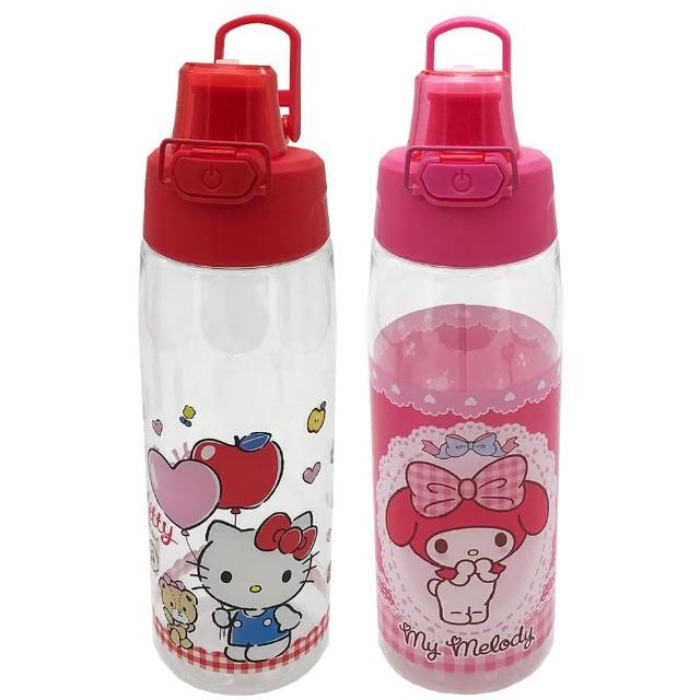 【SANRIO 三麗鷗】彈跳水壺650ml(Hello kitty+美樂蒂各1)