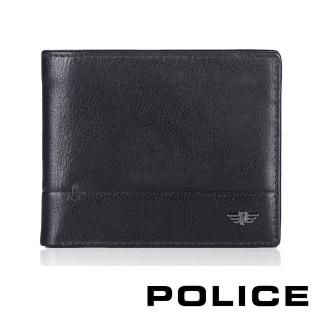 【POLICE】頂級小牛皮4卡零錢袋男用皮夾 傑斯系列(黑色)