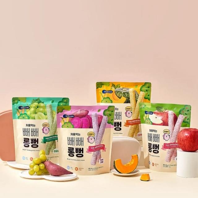 【韓國 BEBECOOK】寶膳 嬰幼兒初食綿綿貝貝棒-蘋果 30g(超長米棒重磅登場)