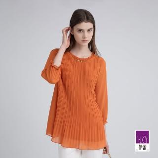 【ILEY 伊蕾】飄逸百摺雪紡上衣(桔；L-3L；1243181116)