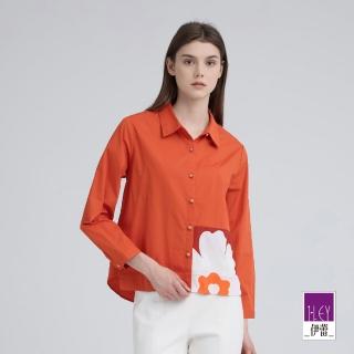 【ILEY 伊蕾】透氣棉質印花造型襯衫(桔；M-XL；1243161504)