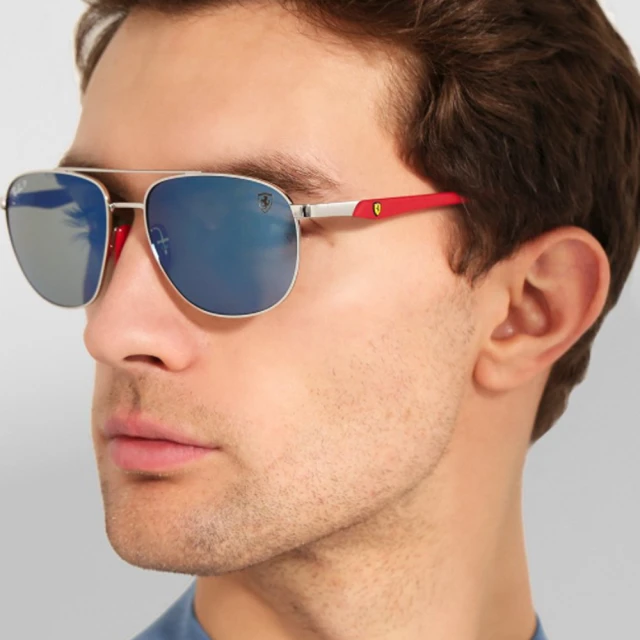 RayBan 雷朋 限量法拉利聯名款 偏光太陽眼鏡 RB3659M F031/H0 銀框水銀偏光鏡片 公司貨