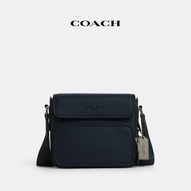 COACH SULLIVAN翻蓋斜背包-QB/午夜黑 海軍藍