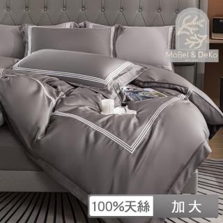 【DeKo岱珂】頂級60支100%萊賽爾天絲床包枕套組 素色刺繡系列 獨家升級款(雙人加大)