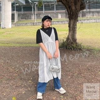 【Want-Meow】100公斤可穿/日系吊帶長版蕾絲長版背心/中大尺碼背心/大尺碼背心/罩衫(大碼/大尺碼/加大碼)