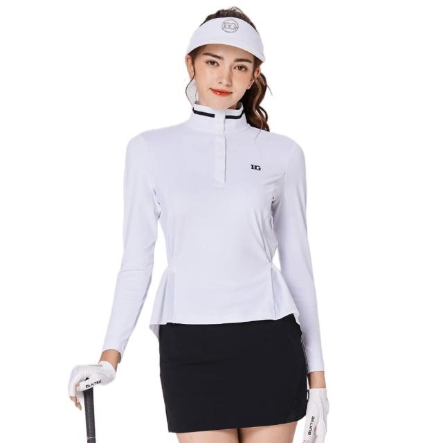 【BLKTEE GOLF】女立領翻領兩用高爾夫長袖-白.淺藍(高爾夫長袖上衣 golf球衫)