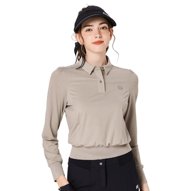 【BLKTEE GOLF】女精品收腰高爾夫長袖-杏色.霧霾藍(高爾夫長袖上衣 golf球衫)