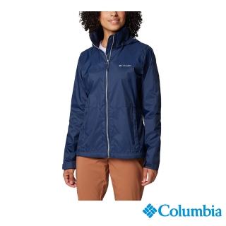 【Columbia 哥倫比亞】女款-防潑水連帽風衣-深藍(UWL57760NY/IF)