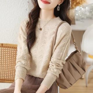 【LANNI 藍尼】★質感鏤空針織衫上衣(上衣/女裝/T恤/休閒/百搭)