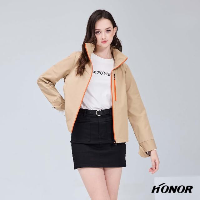 【HONOR 山形屋】立領防風連帽外套-卡其