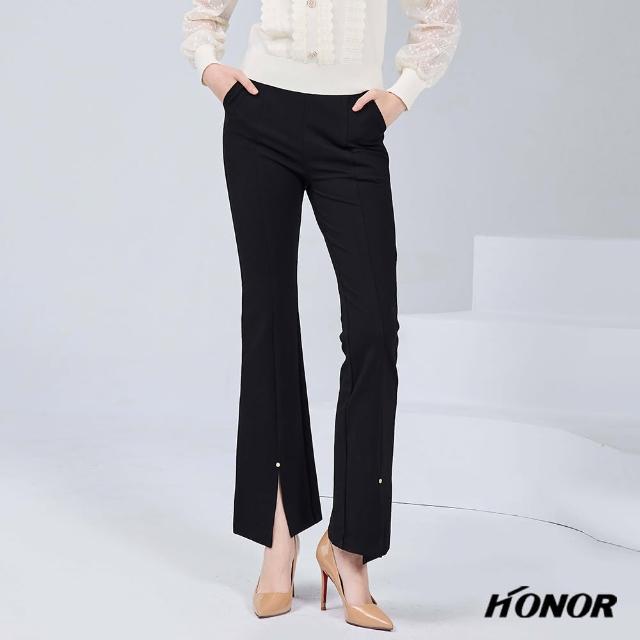 【HONOR 山形屋】前開岔中線小喇叭長褲-黑