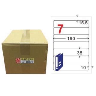 【龍德】LONGDER 三用電腦標籤 A4 7格 圓角 38*190mm 可再貼 1000張/箱 LD-887-WR-B(適用雷射、噴墨、影印)