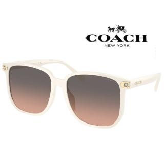 【COACH】亞洲版 時尚太陽眼鏡 框面精緻水鑽設計 HC8413BD 5853G9 象牙白框漸層鏡片 公司貨