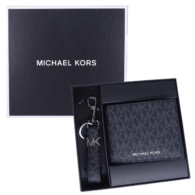 【Michael Kors】防刮皮革六卡皮夾/鑰匙圈禮盒組(字母黑)