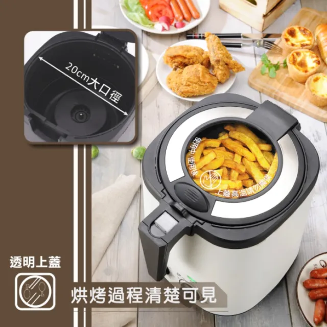 【SAMPO 聲寶】3公升透明上蓋氣炸鍋 3D熱循環 三色任選 KZ-L19301BL