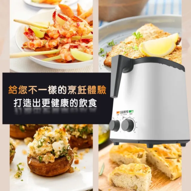 【SAMPO 聲寶】3公升透明上蓋氣炸鍋 3D熱循環 三色任選 KZ-L19301BL