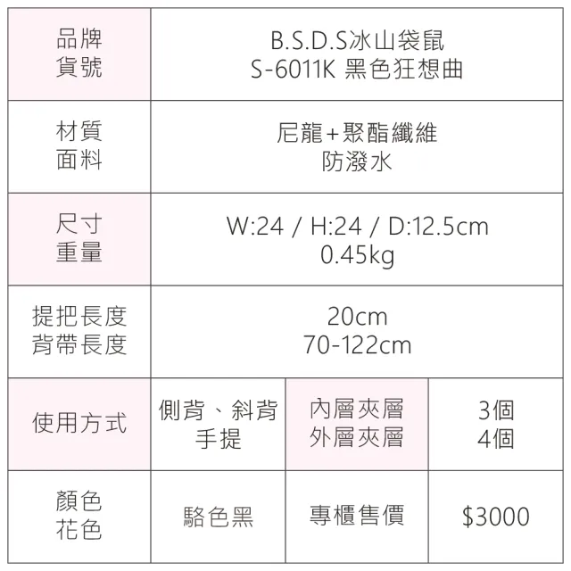 【冰山袋鼠】黑色狂想曲 - 古典輕奢可拆式兩用手提包 - 駱色黑(S-6011K)