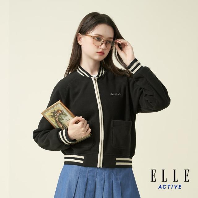 【ELLE ACTIVE】女款 保暖刷毛棒球外套-黑色(EA24A2W6104#99)