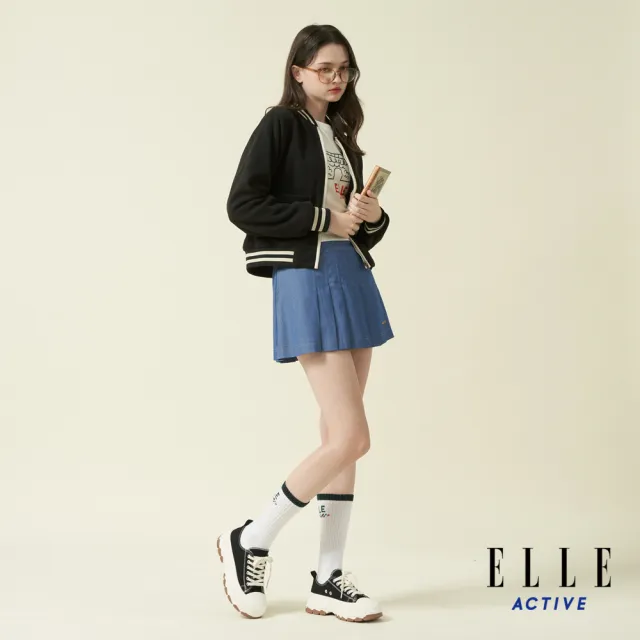 【ELLE ACTIVE】女款 保暖刷毛棒球外套-黑色(EA24A2W6104-99)