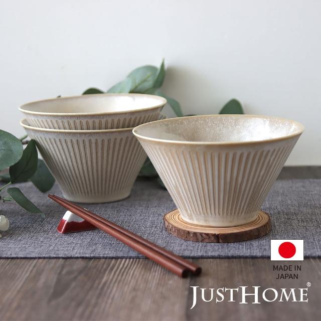 【Just Home】日本製線條十草陶瓷6吋多用碗3件組(碗 飯碗 湯碗 點心碗)