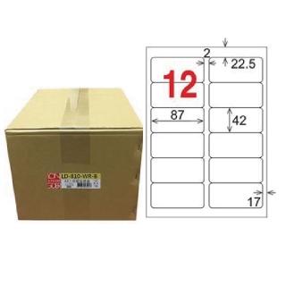 【龍德】LONGDER 三用電腦標籤 A4 12格 圓角 42*87mm 可再貼 1000張/箱 LD-810-WR-B(適用雷射、噴墨、影印)