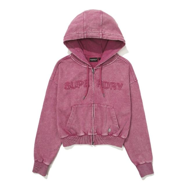 【Superdry】韓版 女款 長連帽外套 Stone Wash(暗粉)