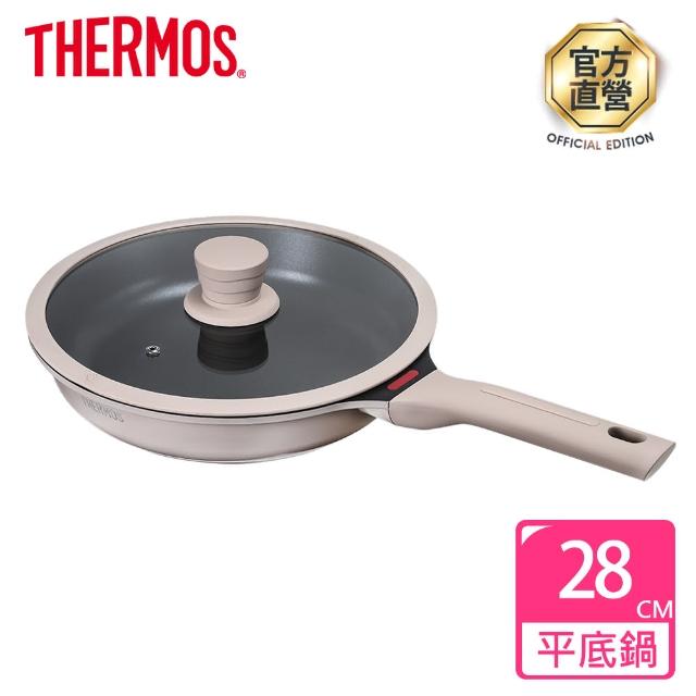THERMOS 膳魔師 momo獨家專售星曜新一代不沾鍋單柄附蓋壓鑄平底鍋28cm TFC-F28-LMT