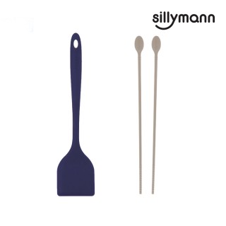 【韓國sillymann】美味小確幸兩件組-鉑金矽膠長柄煎鏟+料理長筷(鉑金矽膠可進洗碗機高溫清潔可沸水消毒)