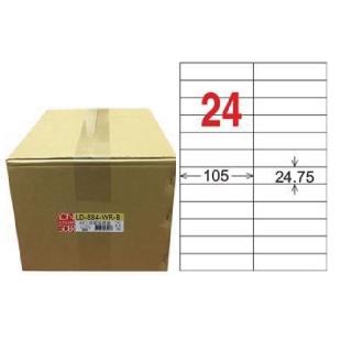 【龍德】LONGDER 三用電腦標籤 A4 24格 24.75*105mm可再貼1000張/箱 LD-884-WR-B(適用雷射、噴墨、影印)