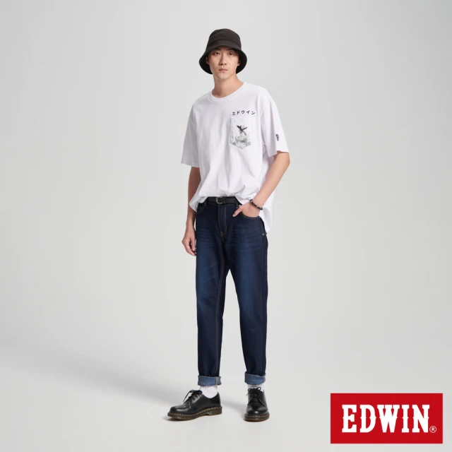 EDWIN 男裝 口袋滑板寬版短袖T恤(白色)