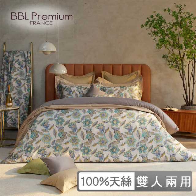 BBL Premium 100%天絲印花兩用被床包組-曼菲斯莊園-孔雀花(雙人)