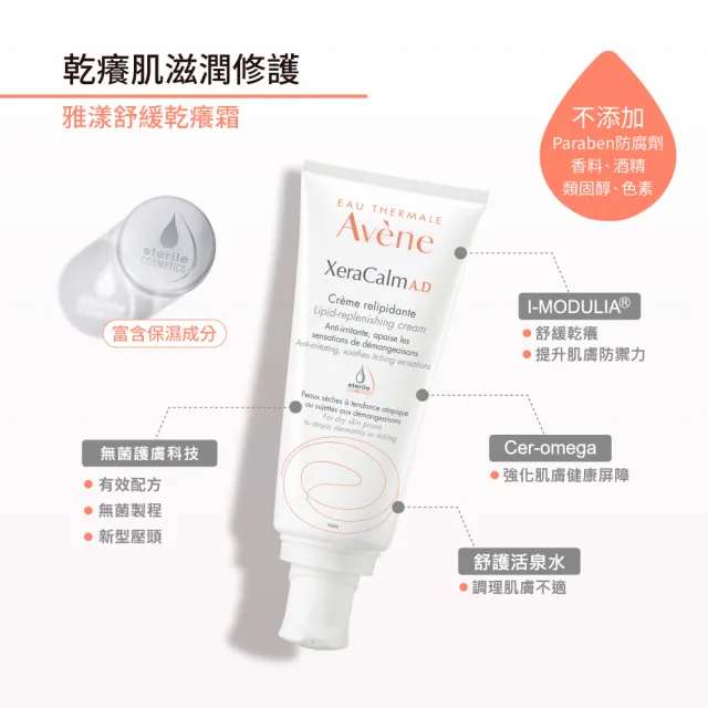 【Avene 雅漾官方直營】舒緩乾癢霜200ml  2入組(一般清爽型)