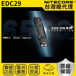 【NITECORE】錸特光電 EDC29 高性能超薄EDC手電筒 6500流明 400米(OLED 一鍵流明盾 爆閃 鎖定)