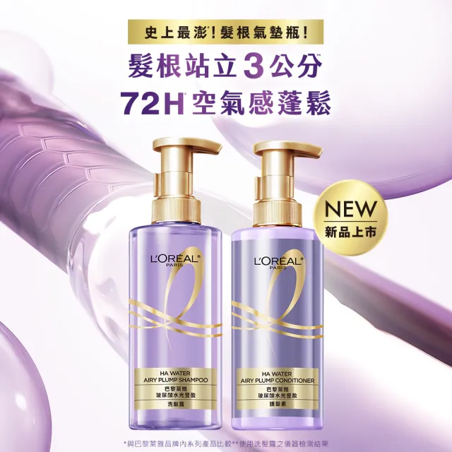 【LOREAL Paris 巴黎萊雅】玻尿酸水光豐盈洗髮露/護髮素440ml(3入組)