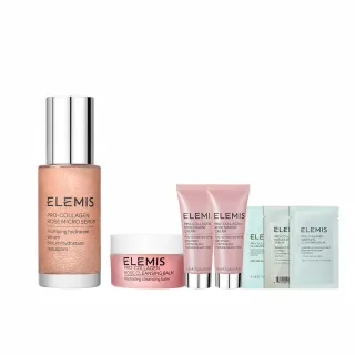 【ELEMIS 愛莉美】瑰蜜保濕澎澎組(海洋膠原玫瑰微導精華30ml 送玫瑰藍霜15ml★新品/澎澎小瑰蜜★)